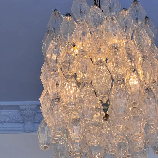 Murano Poliedri Clear Glass Chandelier