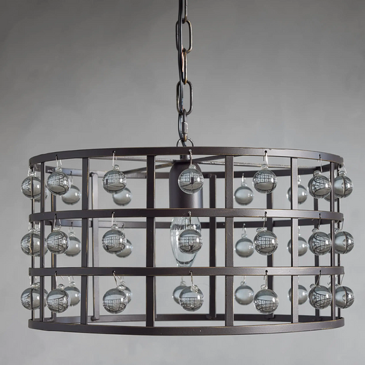 Moder Cage Crystal Drum Pendant 16"