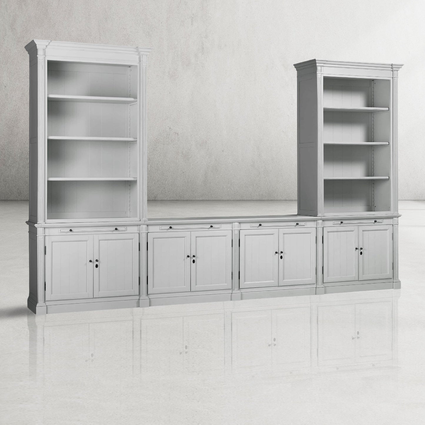 Athens Modular Media Console with Double Bookcases