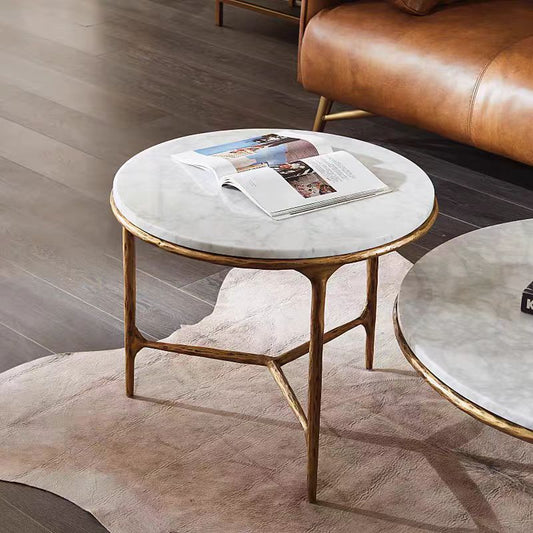 Thaddeus Marble Round Side Table 3 Table Leg 24"D