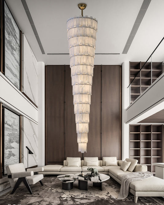 Alabaster Long Cascading Staircase Chandelier