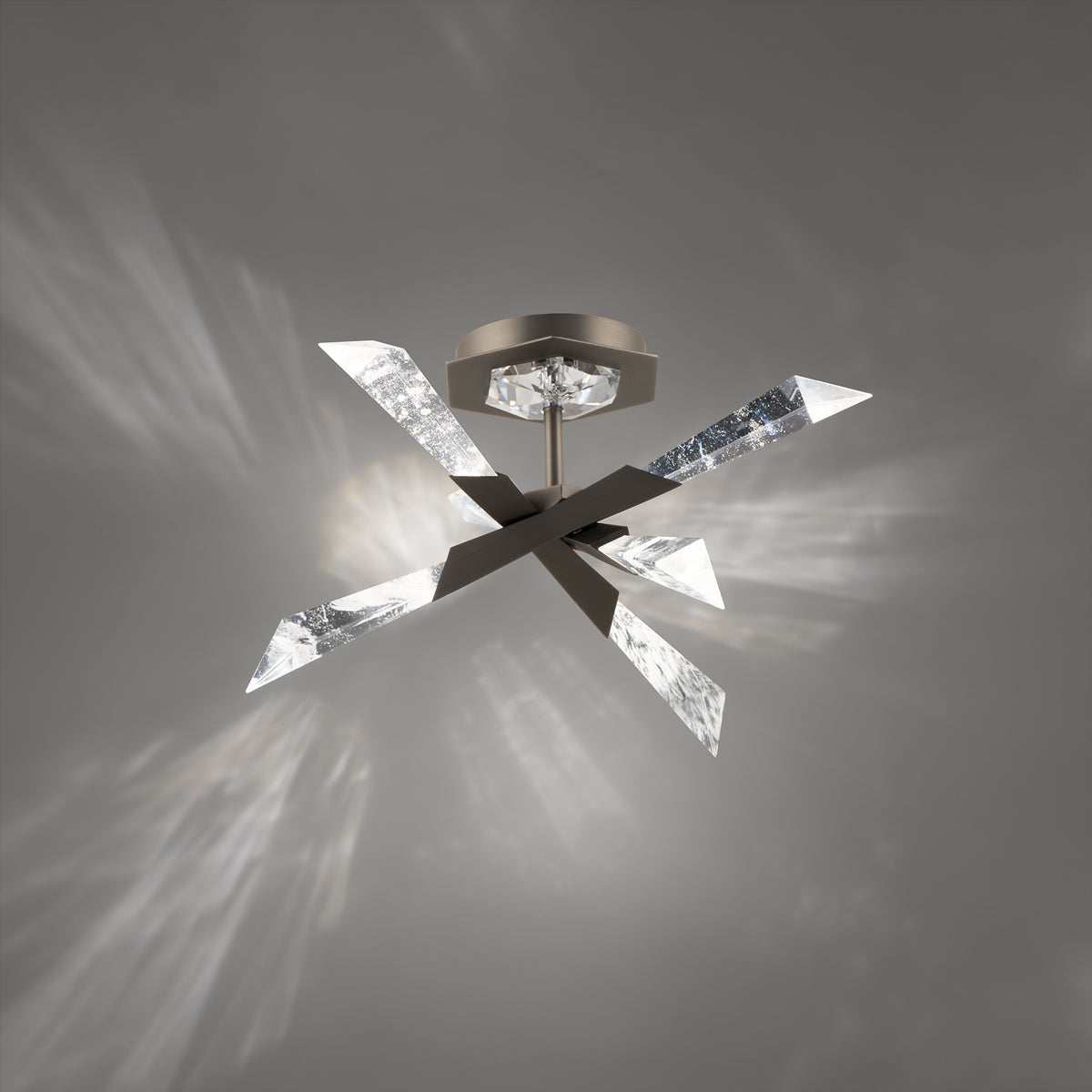 Quartz LED Pendant 17"W Optic Haze Quartz