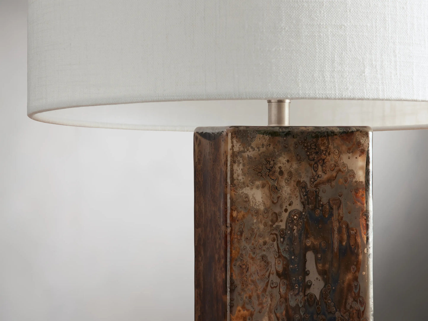 Adrano Table Lamp in Copper with Natural Shade