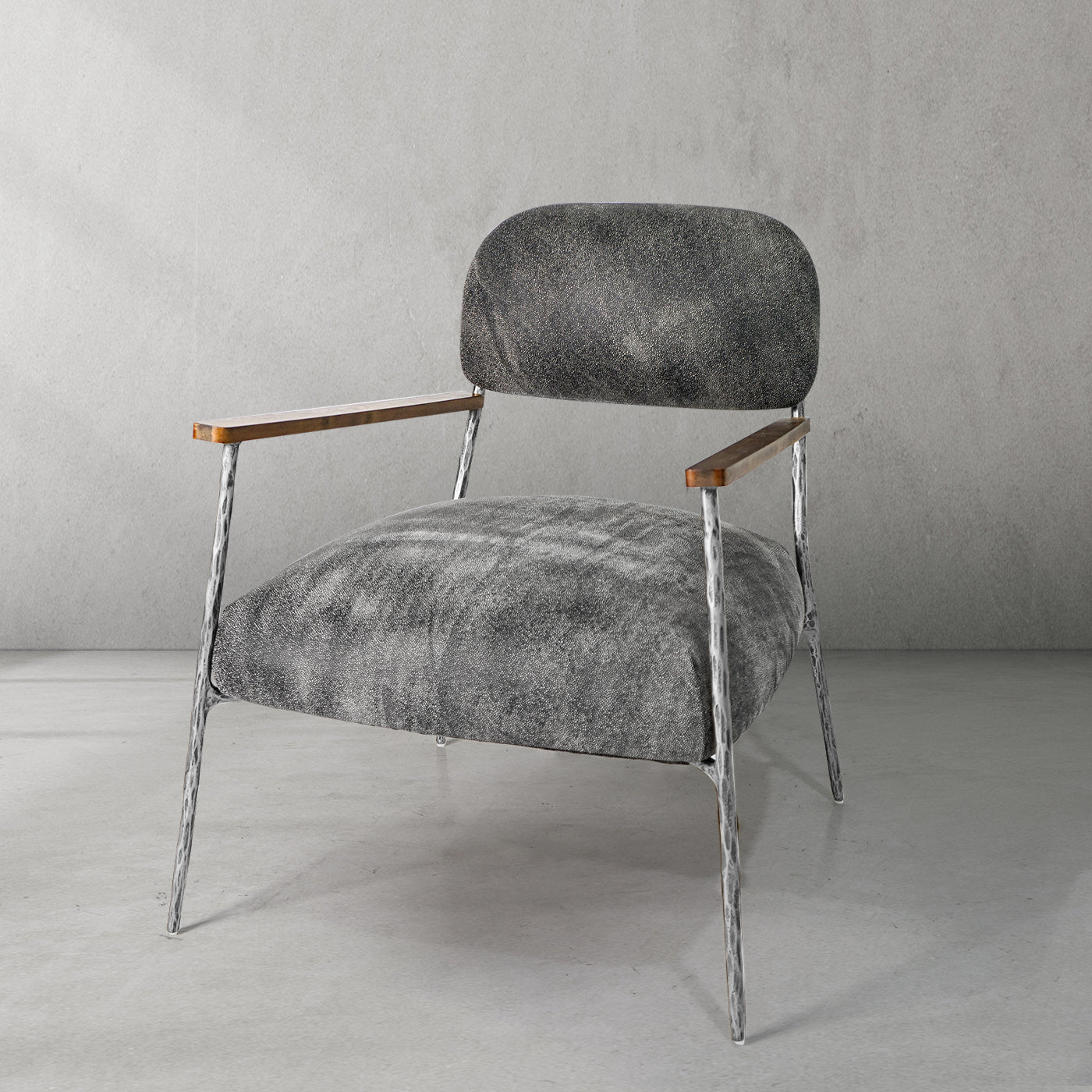 Thaddeus Grey Pearl Grain Leather Armchair