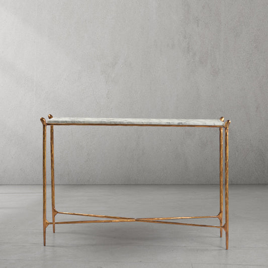 Thaddeus Rectangle Horn Marble Console Table