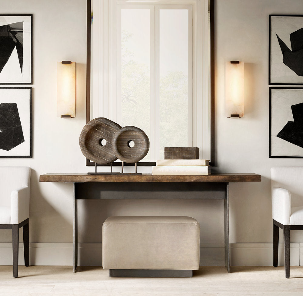 HAND-CARVED ALABASTER GRAND SCONCE