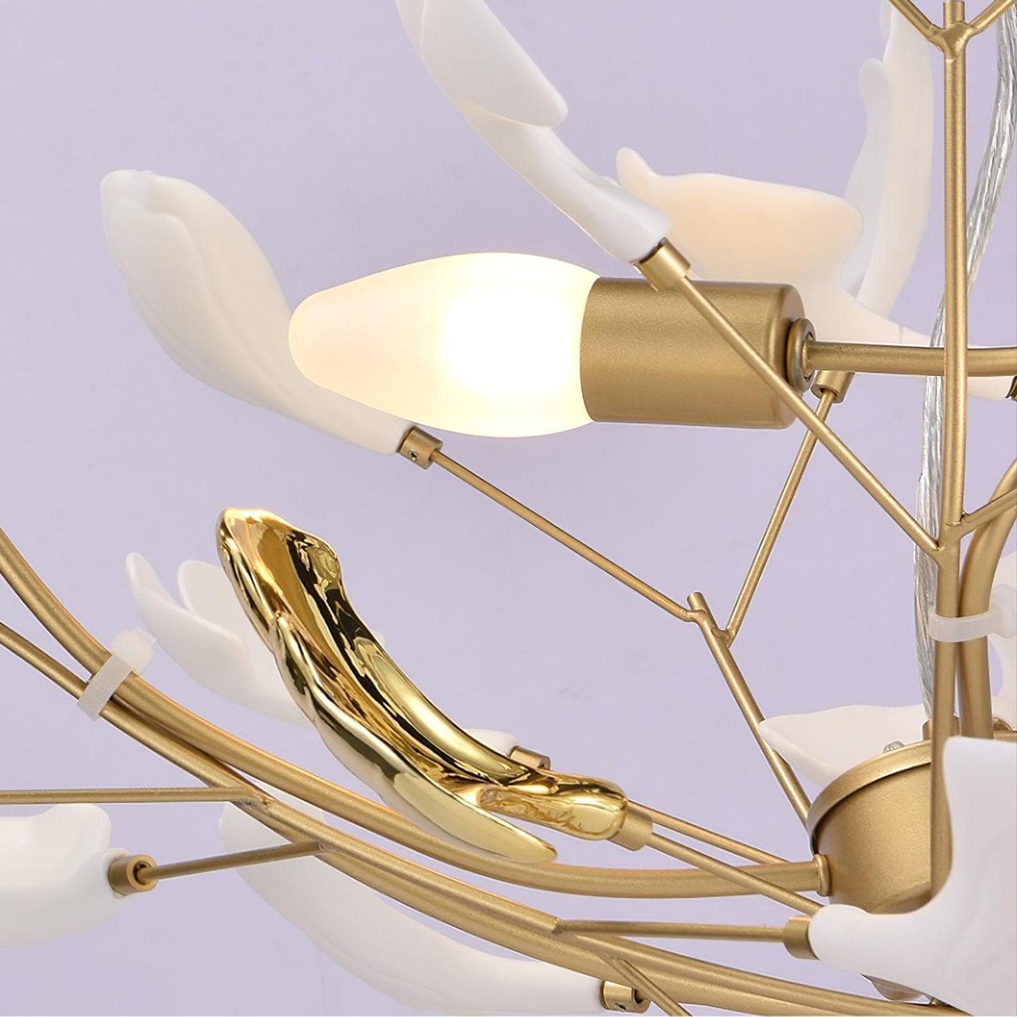 Gingko Chandelier S USE White and Gold