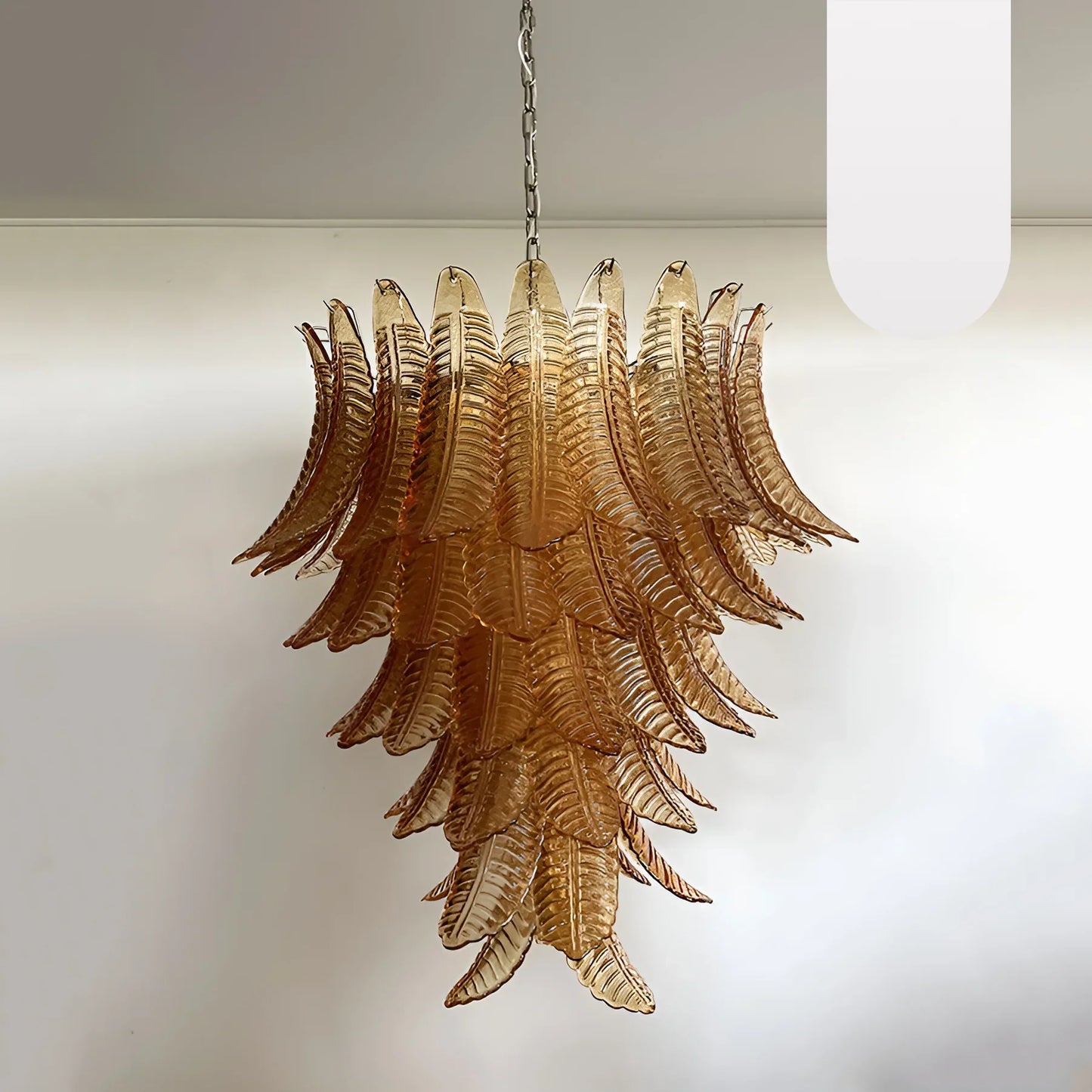 Gorgeous Murano Felci Amber Glass Chandelier 33.5"