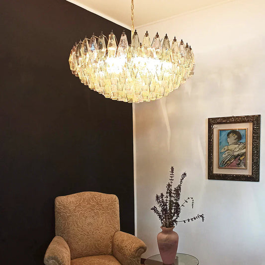 Murano Faceted Multicolor Glass Chandelier 35.4"