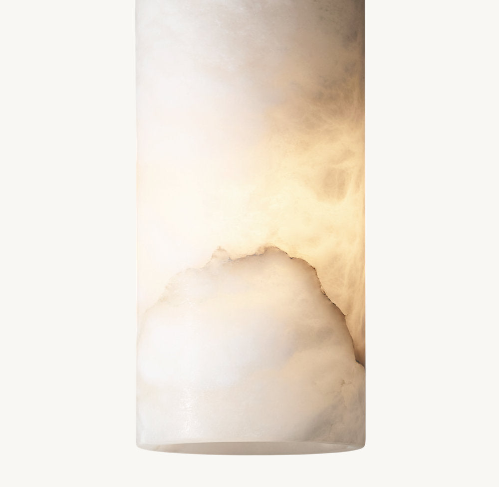 HAND-CARVED ALABASTER CYLINDER PENDANT 14"