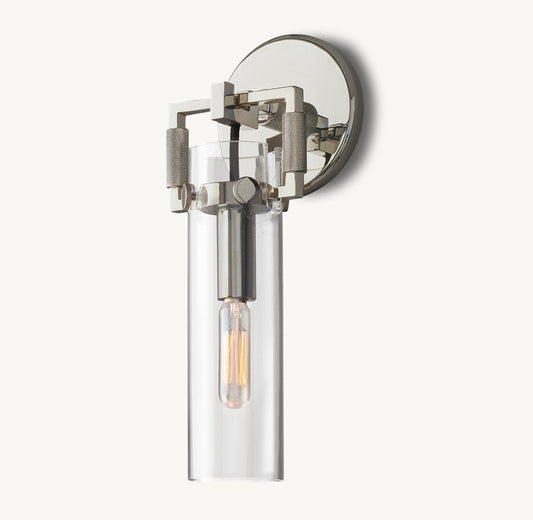 MACHINIST GLASS CYLINDER SCONCE 9"