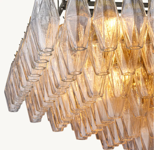 CHIARA CLEAR GLASS TIERED RECTANGULAR CHANDELIER 74"
