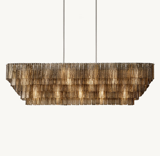SIRENE SMOKE GLASS RECTANGULAR CHANDELIER 77"