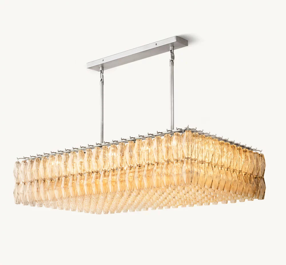 CHIARA CLEAR GLASS RECTANGULAR CHANDELIER 54"