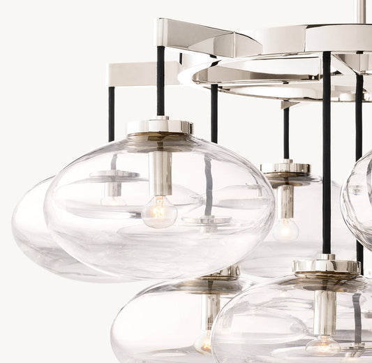 CABRETTE CLEAR GLASS ROUND CHANDELIER 36"