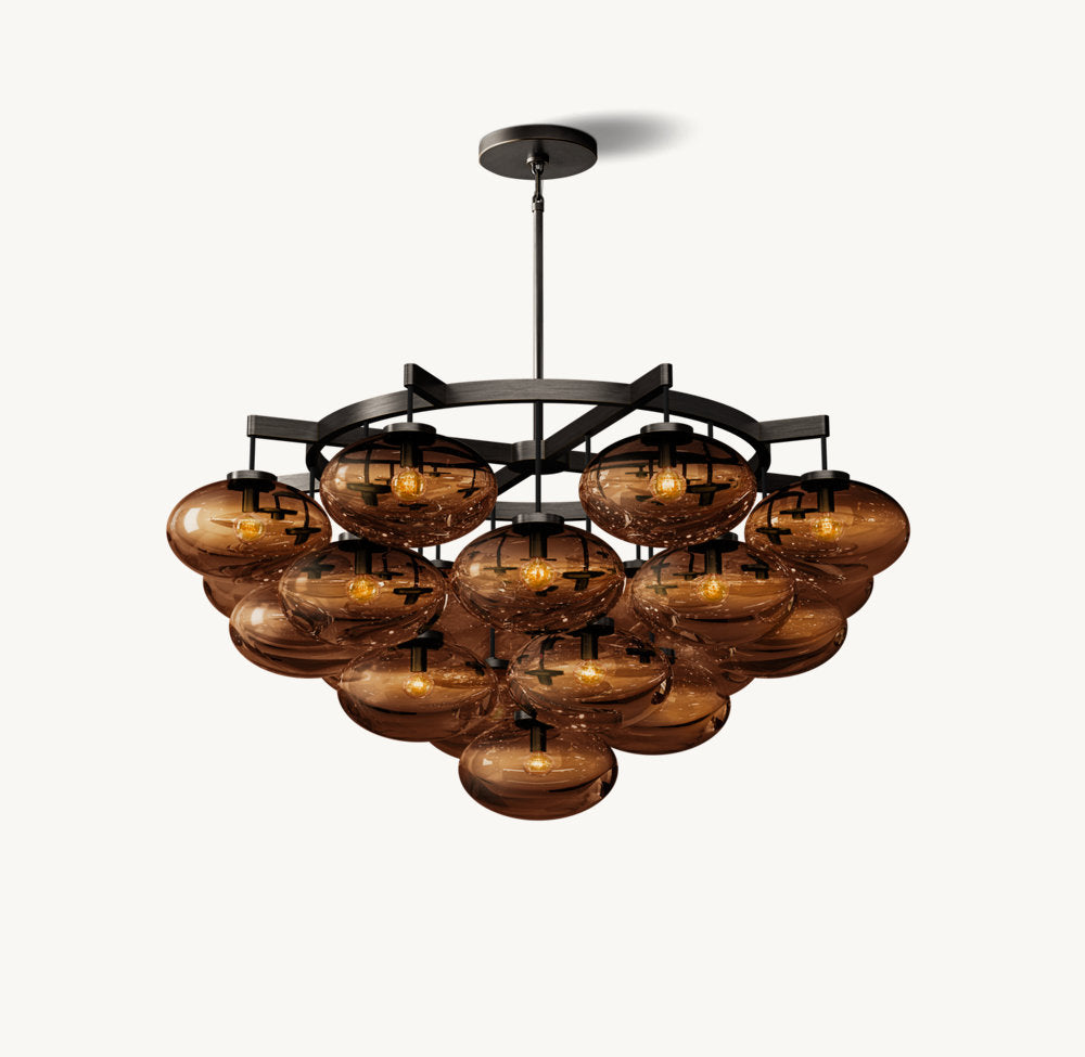 CABRETTE AMBER GLASS ROUND CHANDELIER 48"