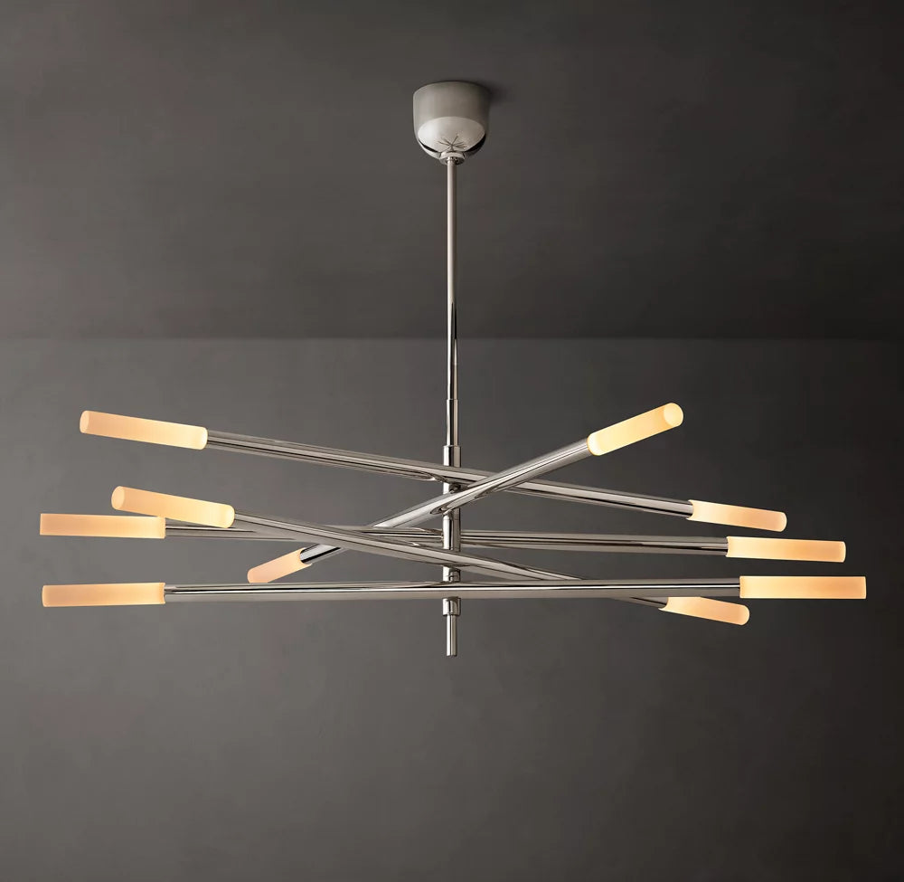 ROUSSEAU 10-LIGHT MOBILE ETCHED ROD CHANDELIER