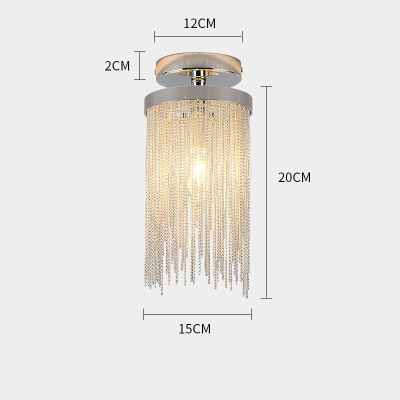 Modern Aluminum Chain Tassel Round Pendant Ceiling Light