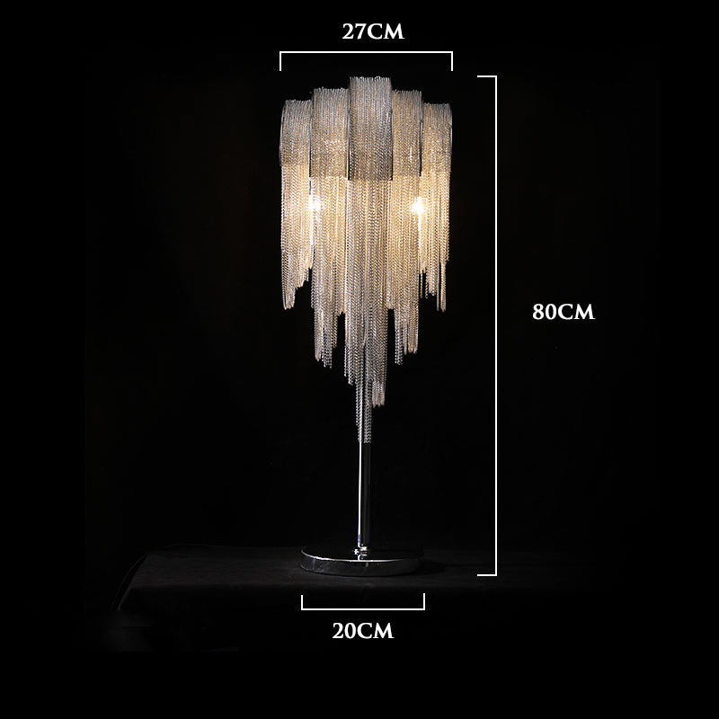 Cascade Aluminum Chain Tassel Table Lamp for Bedroom