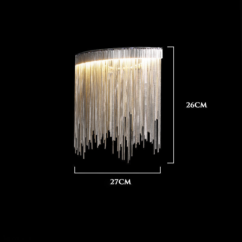 Modern ARC Aluminum Chain Tassel Wall Sconce