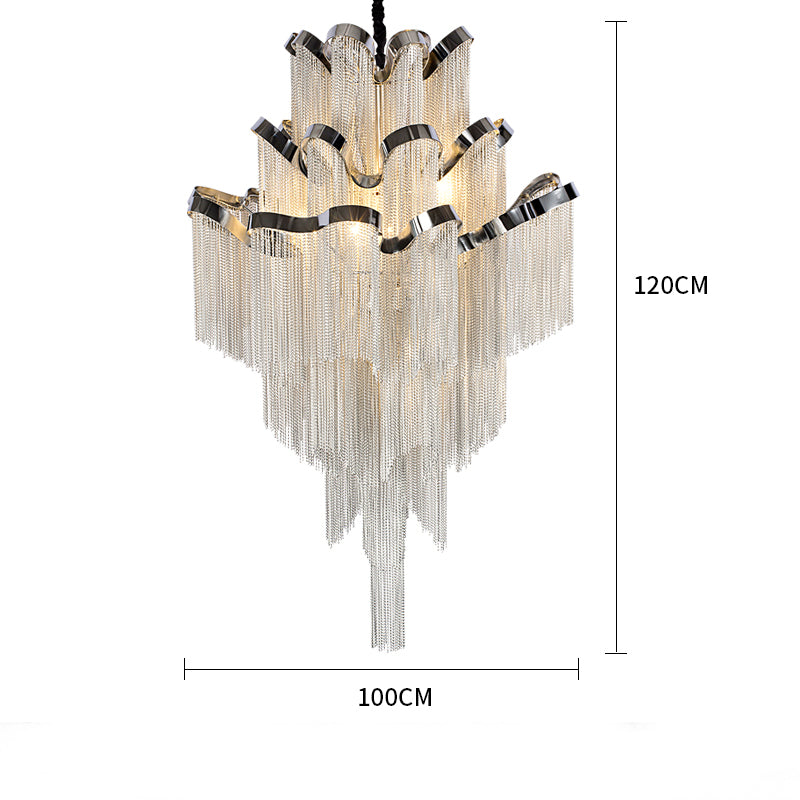 3-Layer Cascading Aluminum Tassel Chandelier