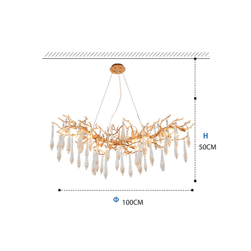 Agnesi Crystal Branch Chandelier Brass