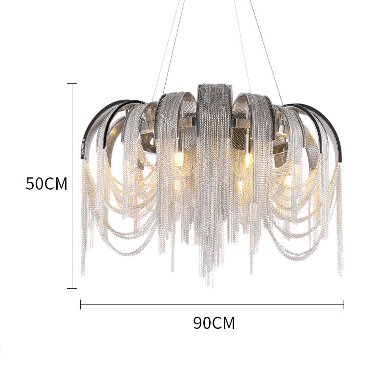 Modern Luxury Cadena Aluminum Chain Tassel Chandelier