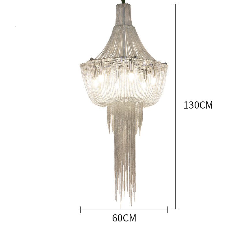 Metal Framework Aluminum Chain Tassel Chandelier For Living Room