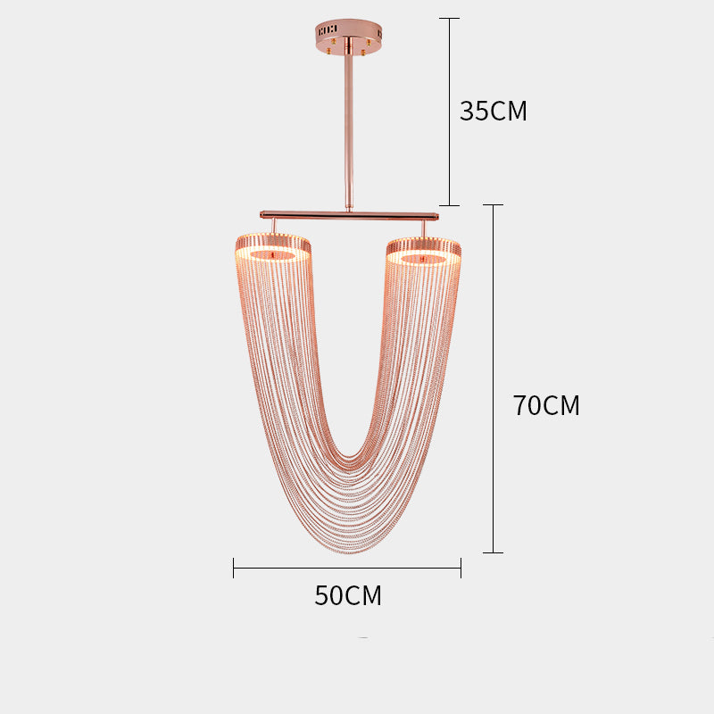 Red Aluminum Chain Tassel Pendant Lighting Diameter 20"