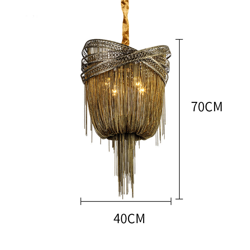 Aluminum Chain Tassel Pendant Chandelier Diameter 16" 20" 24"