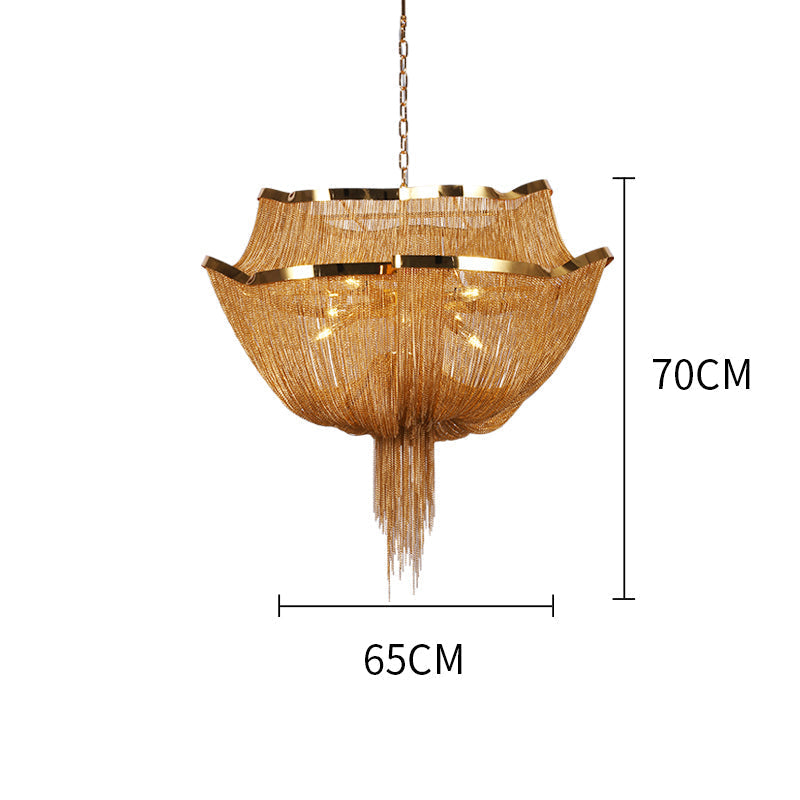 Gold Tassel Aluminum Chain Chandelier Diameter 26" 35"