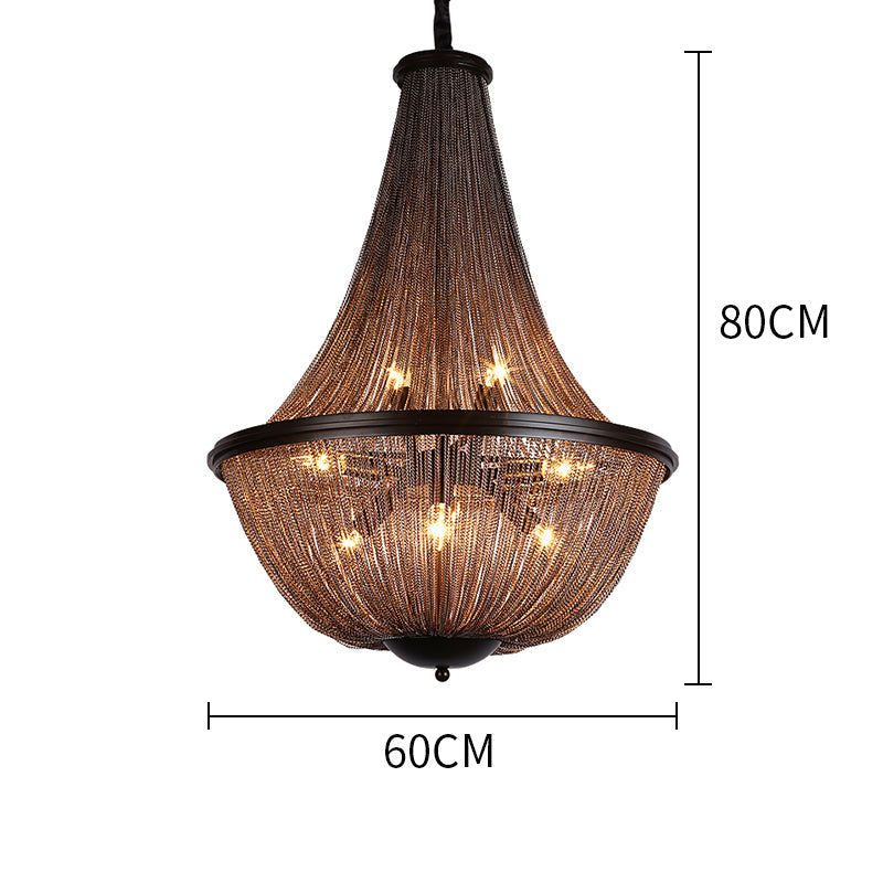Aluminum Chain Tassel Round Chandelier For Dining Room