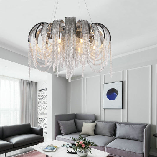 Modern Luxury Cadena Aluminum Chain Tassel Chandelier