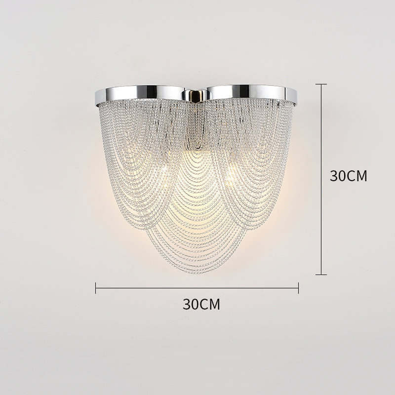Modern Wave Shape Aluminum Chain Tassel Wall Sconce