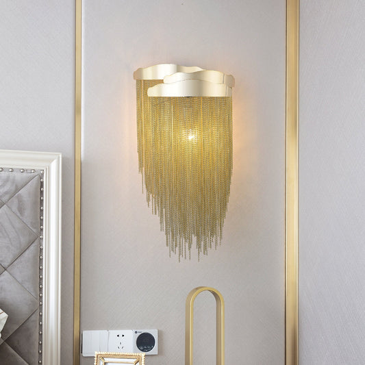 Modern 3 Lights Aluminum Chain Tassel Wall Sconce
