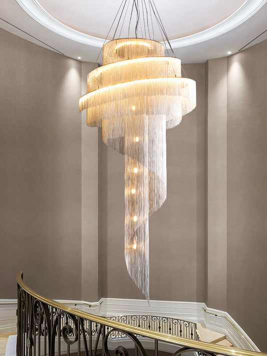 Living Room Chandelier for Aluminum Chain Tassel Gold silver