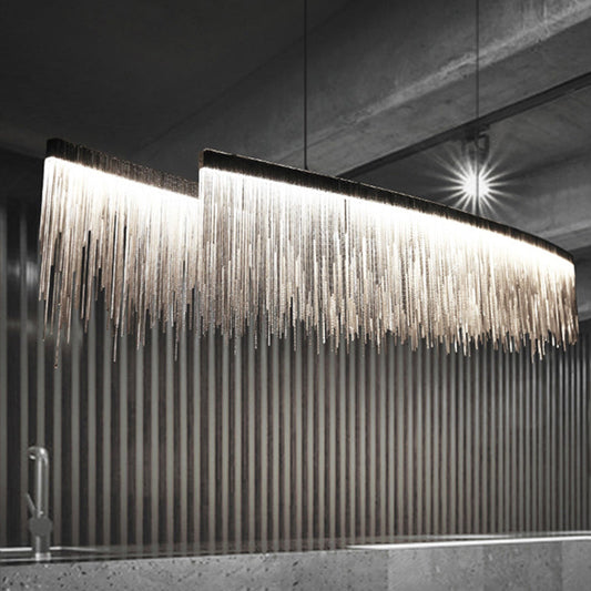 Long Aluminum Chain Tassel Chandelier