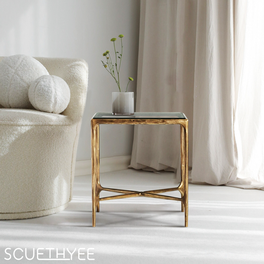 Thaddeus Glass Square Side Table 18" 22"