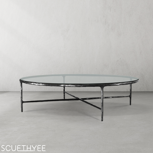 Thaddeus Glass Round Coffee Table 36" 55"