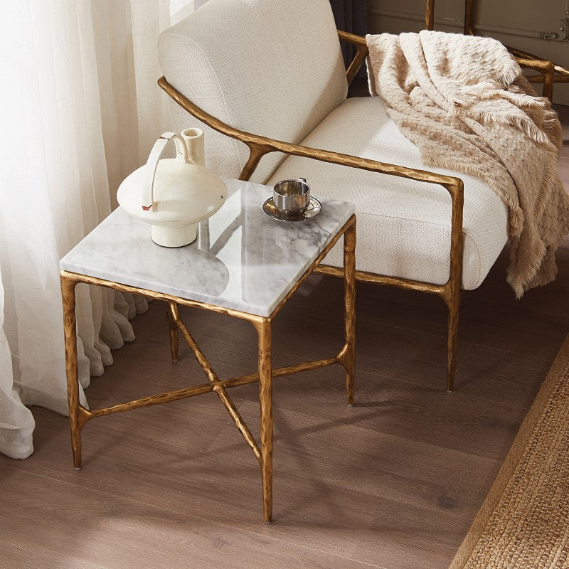 Thaddeus Mabrble Square Side Table 18" 22" Overhang O