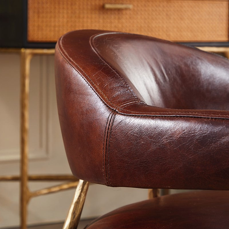 Thaddeus Brown Leather Lounge Armchair