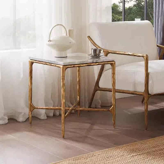 Thaddeus Mabrble Square Side Table 18" 22" Overhang O