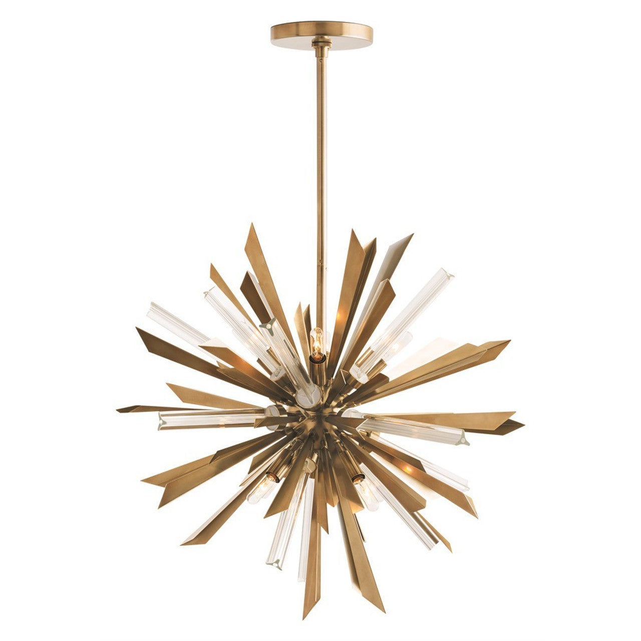 Quartz Crystal Sputnik Chandelier Antique Brass