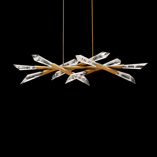 Quartz Linear Chandelier 60"W  Optic Haze Quartz