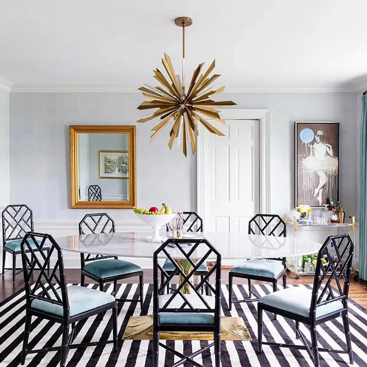 Quartz Crystal Sputnik Chandelier Antique Brass