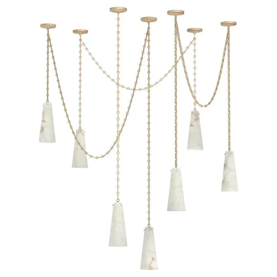 Ann Alabaster Multi-Pendants Chandelier, 7 lights