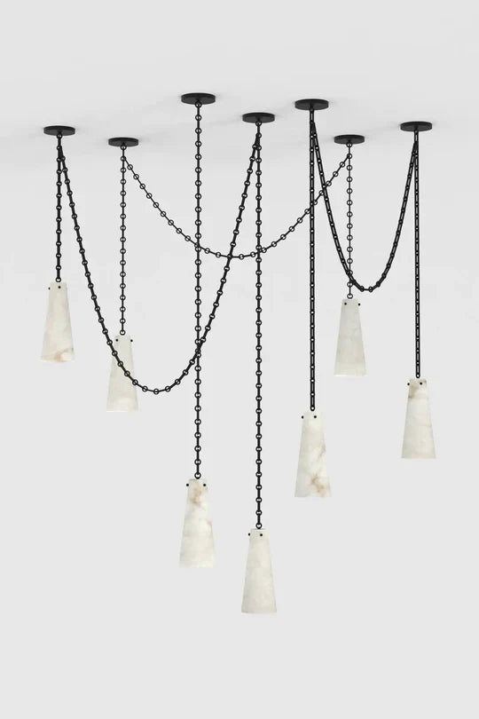 Ann Alabaster Multi-Pendants Chandelier, 7 lights