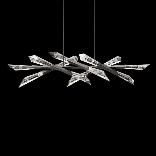 Quartz Linear Chandelier 60"W  Optic Haze Quartz