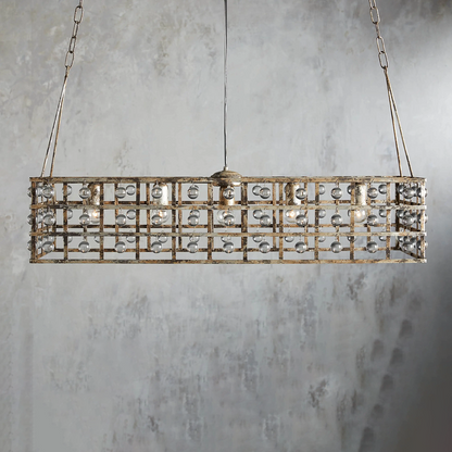 Moder Cage Crystal Rectangular Chandelier
