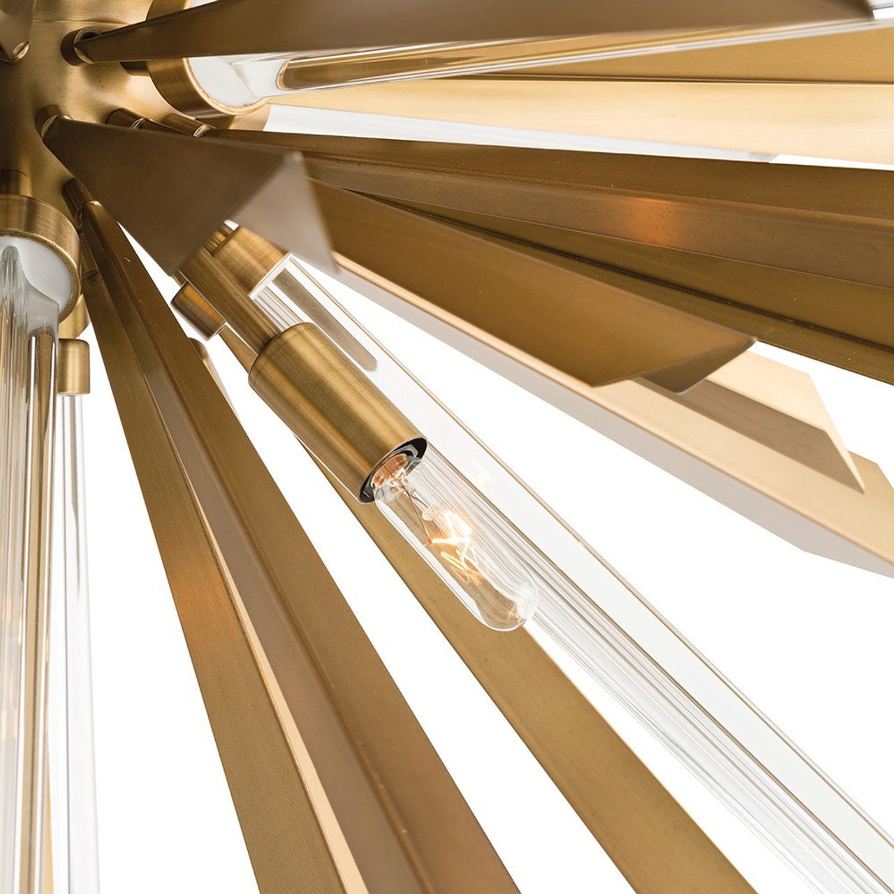 Quartz Crystal Sputnik Chandelier Antique Brass